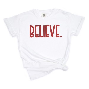 Simply Sage Market Women's Believe Bold Short Sleeve Garment Dyed Tee - 1 of 2