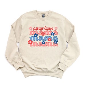 Simply Sage Market Women's Graphic Sweatshirt American Mama Smiley Face - 1 of 3