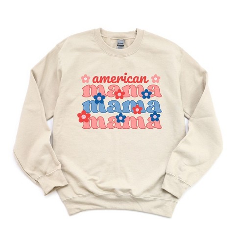 Simply Sage Market Women s Graphic Sweatshirt American Mama Smiley Face M Dust Target