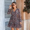 Women's Multicolor Floral Print Long Sleeve Mini Dress - Cupshe - 3 of 4
