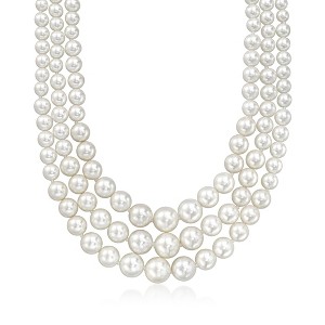 Ross-Simons 6-12mm Shell Pearl Graduated 3-Strand Necklace With Sterling Silver - 1 of 4