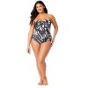 Women's Plus Size Palm Chic Twist Front Shirred One Piece Swimsuit - 3 of 4