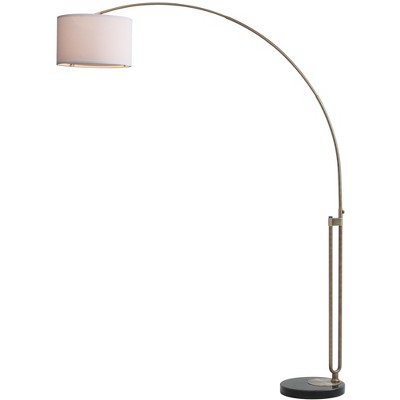 Elegant 84'' Antique Gold Arc Floor Lamp with White Cotton Shade