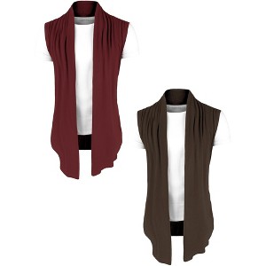 Lars Amadeus Men's Open Front Regular Fit Sleeveless Cardigan 2 Packs - 1 of 4