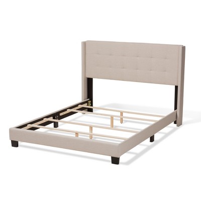Lisette Beige Upholstered Queen Bed with Tufted Headboard