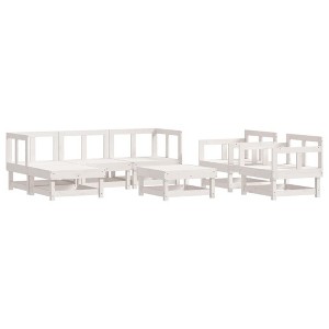vidaXL White 7-Piece Solid Pine Wood Patio Lounge Set/Outdoor Furniture Set - Garden, Patio, Terrace, Modular Design - 1 of 4