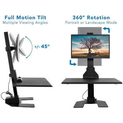 ElectraLift 28" Motorized Standing Desk Converter with Full Motion Monitor Mount