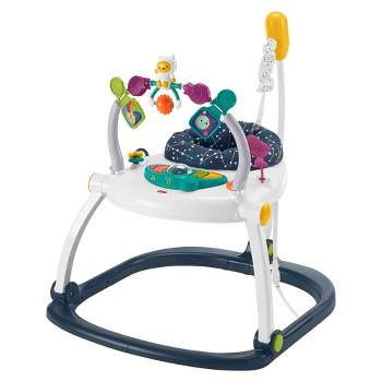 Fisher-Price AstroKitty SpaceSaver Jumperoo Adjustable Folding Baby Bouncer Activity Center w/Removable Seat Pad, Lights, Music, & Developmental Toys