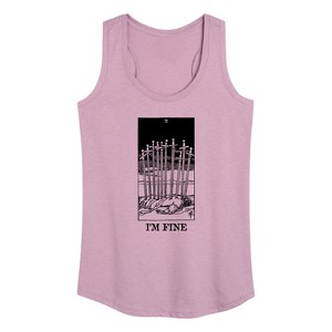 Women's - Instant Message - Im Fine Tarot Graphic Racerback Tank - 1 of 4