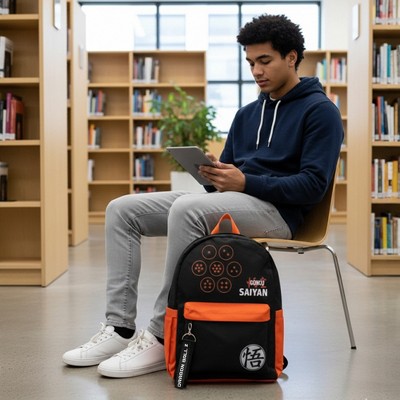 Dragon Ball Z Dragon Ball Line Art 16.5" Adult Black & Orange Backpack — фото 6