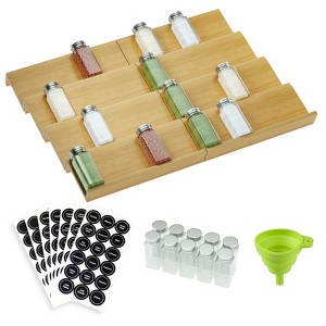 KTMBDW Spice Drawer Organzier,4 Tiers Bamboo Spice Rack Tray Insert for Cabinet Drawer Countertop, Kitchen Seasoning Storage Drawer Organization - 1 of 4