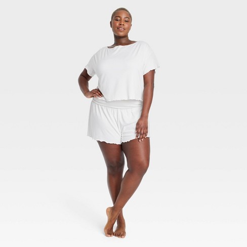 Women's Satin Athletic-Style Short Shorts - White Piping / Elastic