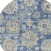Navy Blue And Beige Floral Washable Indoor Outdoor Area Rug - 4 of 4