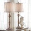 Regency Hill Shabby Chic Table Lamps 28" Tall Set of 2 Antique White Washed Petite Artichoke Font Beige Fabric Bell Shade for Living Room - 2 of 4