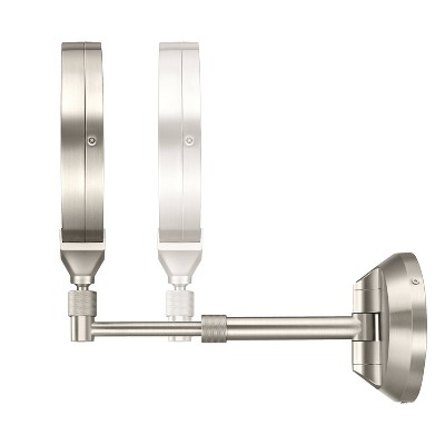 Satin Nickel LED Wall Mount Vanity Mirror with Telescoping Arm