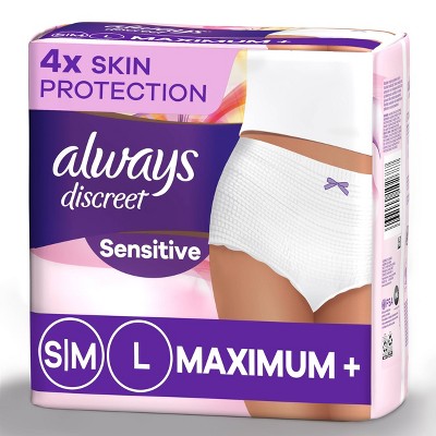 Always Discreet Sensitive Incontinence & Postpartum Incontinence Underwear for Women - S/M - 16ct