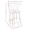 2pc White Contemporary Counter Height Stool Chair Spindle Back Wooden Kitchen Dining Room Furniture - 4 of 4