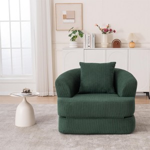 GDFStudio Sylvia Modern Convertible Foldable Corduroy Upholstered Single Lounge Chair - 1 of 4