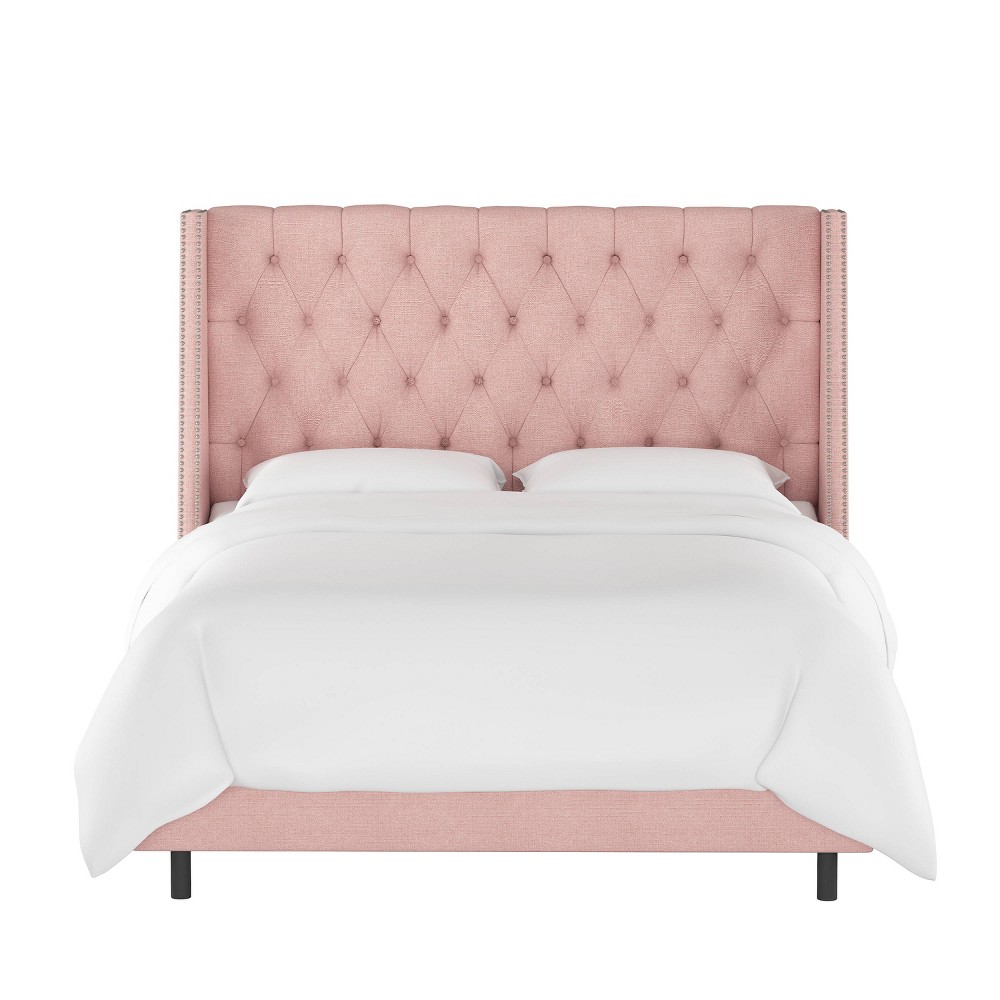 Photos - Bed Frame Skyline Furniture Twin Arlette Nail Button Wingback Bed: Upholstered & Tuf