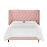Arlette Nail Button Tufted Wingback Bed in Linen - Skyline Furniture