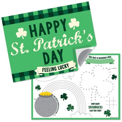 Big Dot of Happiness St. Patrick's Day - Paper Saint Patty's Day Party Coloring Sheets - Activity Placemats - Set of 16