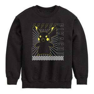 Boys' - Pokémon - Pikachu Checkered Graphic Long Sleeve Fleece Sweatshirt - 1 of 4