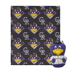 MLB Colorado Rockies Mascot Silk Touch Throw Blanket and 11" Plush: Team Logo Design - 1 of 3