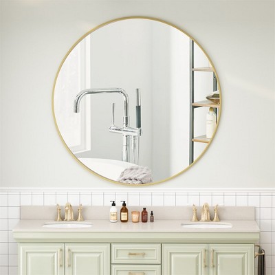 Wall Mirror, 39 Inch/42 Inch Circular Home Decor Farmhouse Metal Framed Mirror, Round Vanity Dressing Mirrors