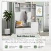 Elegant Hall Tree With Comfort And Storage Cabinet, Hallway Shoe Cabinet With Bench And Cushion, Modern Coat Rack With Hooks -Cuddlewood - 3 of 4