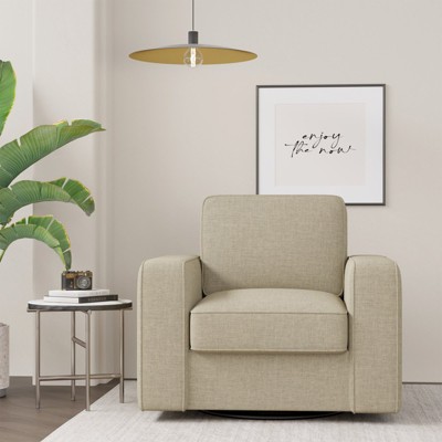 Swivel Accent Chair, FSC Certified Single Sofa 36'' Width Extra Wide Mid-Century Modern Armchair 1 pcs for Living Room, Bedroom, Office-Beige