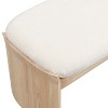PAGED Entryway Ottoman Upholstered End of Bed Bench Minimalist Foot Stool with Solid Wood Structure for Entryway, Bedroom, Beige+Natural - 3 of 4
