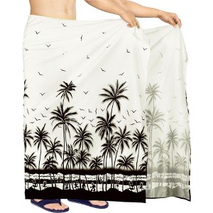 HAPPY BAY Men's Beach Sarong Wrap - Floral Swim Trunk Cover-Up, One Size, Lime Green 1 thumbnail image