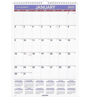 AT-A-GLANCE 2022 17" x 12" Monthly Calendar Multicolor PMLM02-28-22