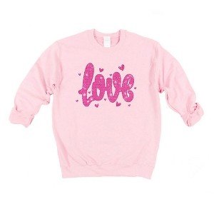Simply Sage Market Women's Graphic Sweatshirt Love Pink Bling - 1 of 3