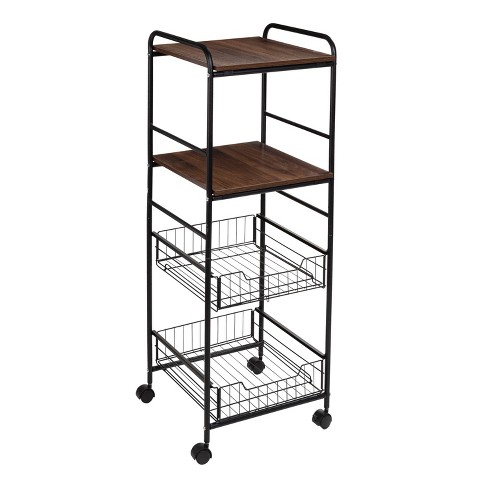 Metal Tiered Shelf With Baskets