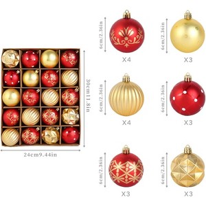20Pcs Christmas Balls Ornaments, 2.36in Shatterproof Plastic Decorative Hanging Baubles for Xmas Tree Party Wedding Holiday Decor - 1 of 4