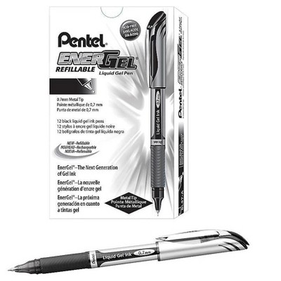Pentel EnerGel Gel Pens Medium Point Black Ink 12/Pack (BL57-A) 616274