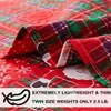 Christmas Plaid Snowman Quilt Set, King Size 96x108 Inches, Red Green Grid Reversible Bedding with Pillowcases - 4 of 4