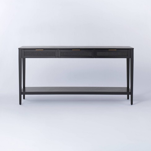 Black console deals table with drawer