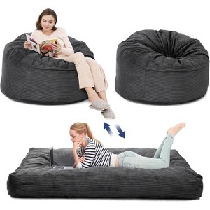 Giant Bean Bag Bed, Convertible Bean Bag Chair Bed from Beanbag to Floor Mattress, Foam Filled Large Couch Sofa Bed with Corduroy Cover - 1 of 4