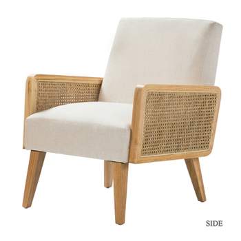 Chloé Rattan Target : Karat Cane Of Base Upholstered Accent Wood - Set Beige | With 2 Chair Home Arm