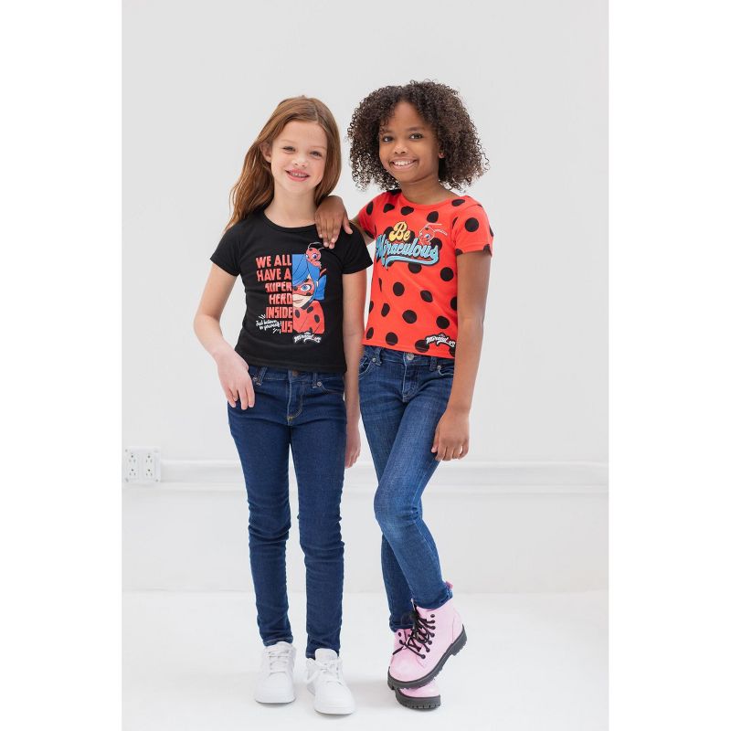 Miraculous Ladybug Cat Noir Rena Rouge Girls 2 Pack T-Shirts Little Kid to Big Kid, 2 of 8