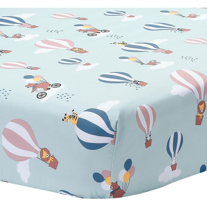 Bedtime Originals Up Up & Away Hot Air Balloon Animals Fitted Crib Sheet - Blue, 1 of 6