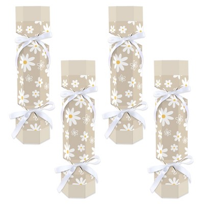 Big Dot of Happiness Tan Daisy Flowers - No Snap Floral Party Table Favors - DIY Cracker Boxes - Set of 12