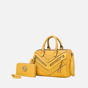 MKF Collection Lara Women’s Satchel Bag – Stylish and Spacious Handbag with Matching Wallet – by Mia K- Yellow - 1 of 4