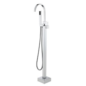 CASAINC Single-Handle Floor-Mounted Bathtub Faucet High Flow Bathroom Tub Filler with Hand Shower, Brushed Nickel - 1 of 1