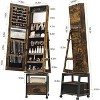360°Swivel Jewelry Armoire, Lockable Standing Jewelry Organizer with Mirror, Drawers and Wheels, Jewelry Armoire with Collapsible Makeup Stand - 2 of 4