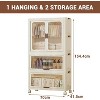 3 Tier Portable Kids Wardrobe Closet with Doors, Plastic Children's Clothing Storage Cabinet with Hanging Rod - 2 of 4