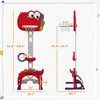 YONWAY 5-in-1 Kids Basketball Hoop,5 Level Adjustable Height Basketball Goal with Soccer,Ring Toss & Throw Ball Game for Boys Girls 3-6 Years, Red - 3 of 4