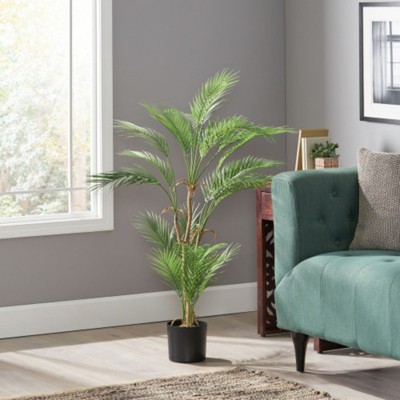 Maggift Artificial Plant Palm Tree Indoor Floor Greenery Potted Real Touch Decorative Green Leaves Black Pot, Green, 29.5"*31.5"*33.5"